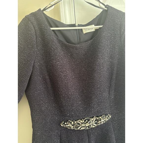 Eliza J embellished sparkle knit fit & flare dress steel grey sz 14 - Picture 4 of 12